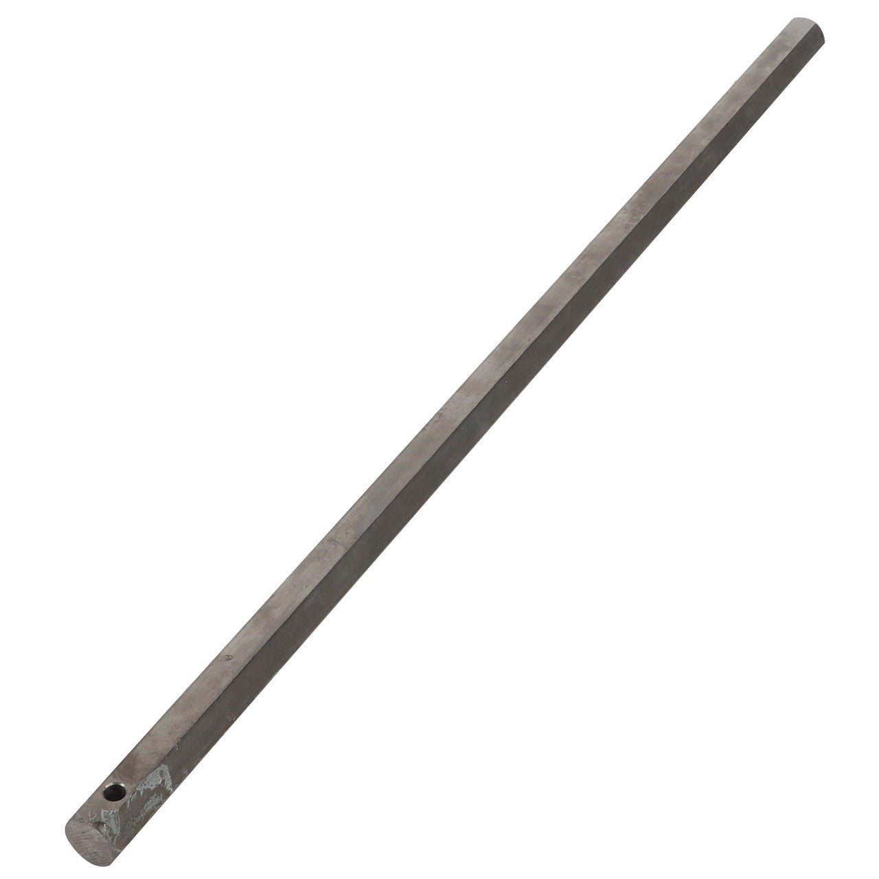 The AGCO | Hex Shaft - Fel152147 is a long, cylindrical metal rod featuring a small hole near one end, offering versatile applications across various industries.