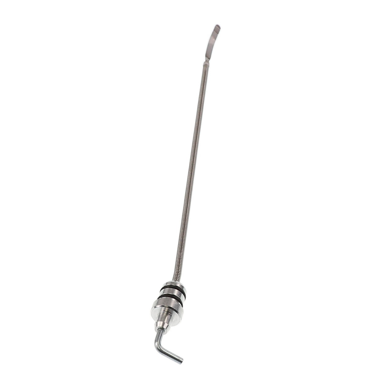 A metal flexible pick-up tool known as the AGCO Breather Plug - Acp0445970, featuring a storage tube handle and a curved, claw-like tip at one end.