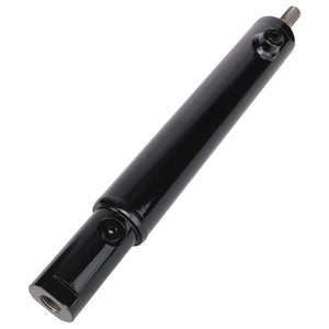 The AGCO | CYLINDER - 111946W91, a black hydraulic cylinder with a threaded end and a piston rod, is available for ordering. For assistance, contact our support team.