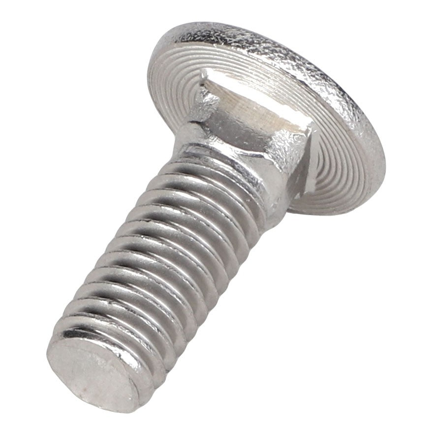 A close-up of the AGCO | CARRIAGE BOLT - AG609084, a stainless steel bolt with a round head and threaded body, typically used in construction or mechanical assemblies.