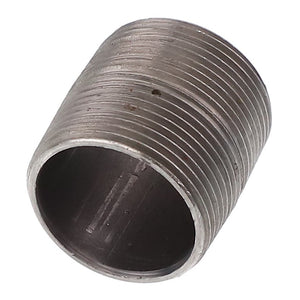 Close-up of an AGCO | CLOSE NIPPLE - AG333898 metallic cylindrical pipe fitting with external threading on one end and a smooth interior surface from the brand AGCO.