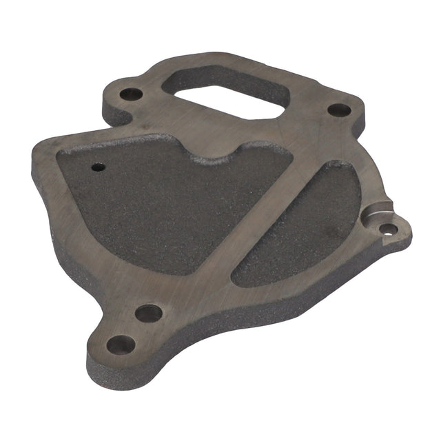 A machined metal component with an irregular shape and several mounting holes. Product Name: AGCO, Plate - V836120109 by AGCO. No current product description available for this item.