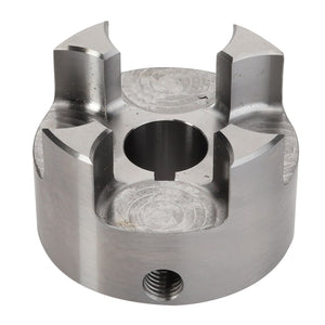 The AGCO | CLUTCH - D28730181 is a metallic cylindrical component featuring a central hole and four symmetrical slots, designed for mechanical purposes. Detailed product description information is currently unavailable.