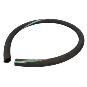 Introducing the AGCO | Hose - Acw6189330, a black industrial hose featuring a coiled design and green labeling along its length, meticulously engineered for optimal performance.