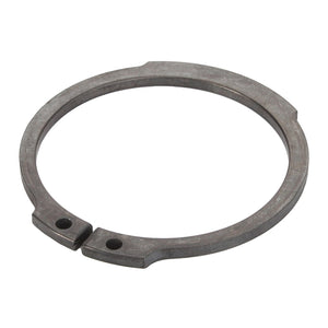 The AGCO Circlip - Acp0383950, a sturdy metal retaining ring from AGCO, features two small holes near the opening on one side, designed for secure fastening.