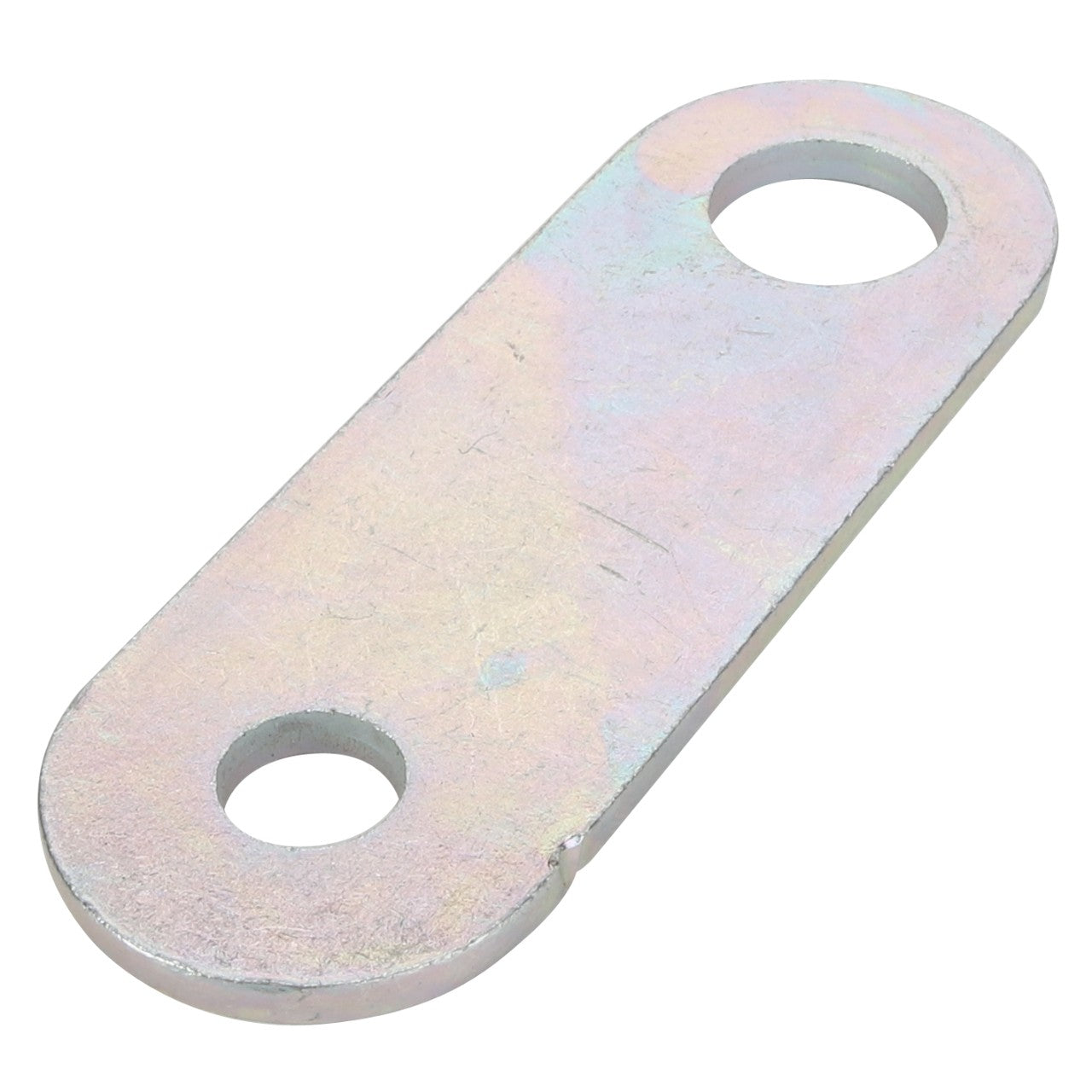 The AGCO | Bracket - Acw1054560 is a sturdy flat metal plate with rounded ends that features two perfectly aligned circular holes near each end.