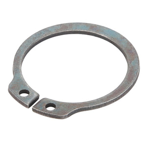 The AGCO Circlip - Acp0432660 is a metal snap ring featuring two small holes on one side, ideal for secure fittings.