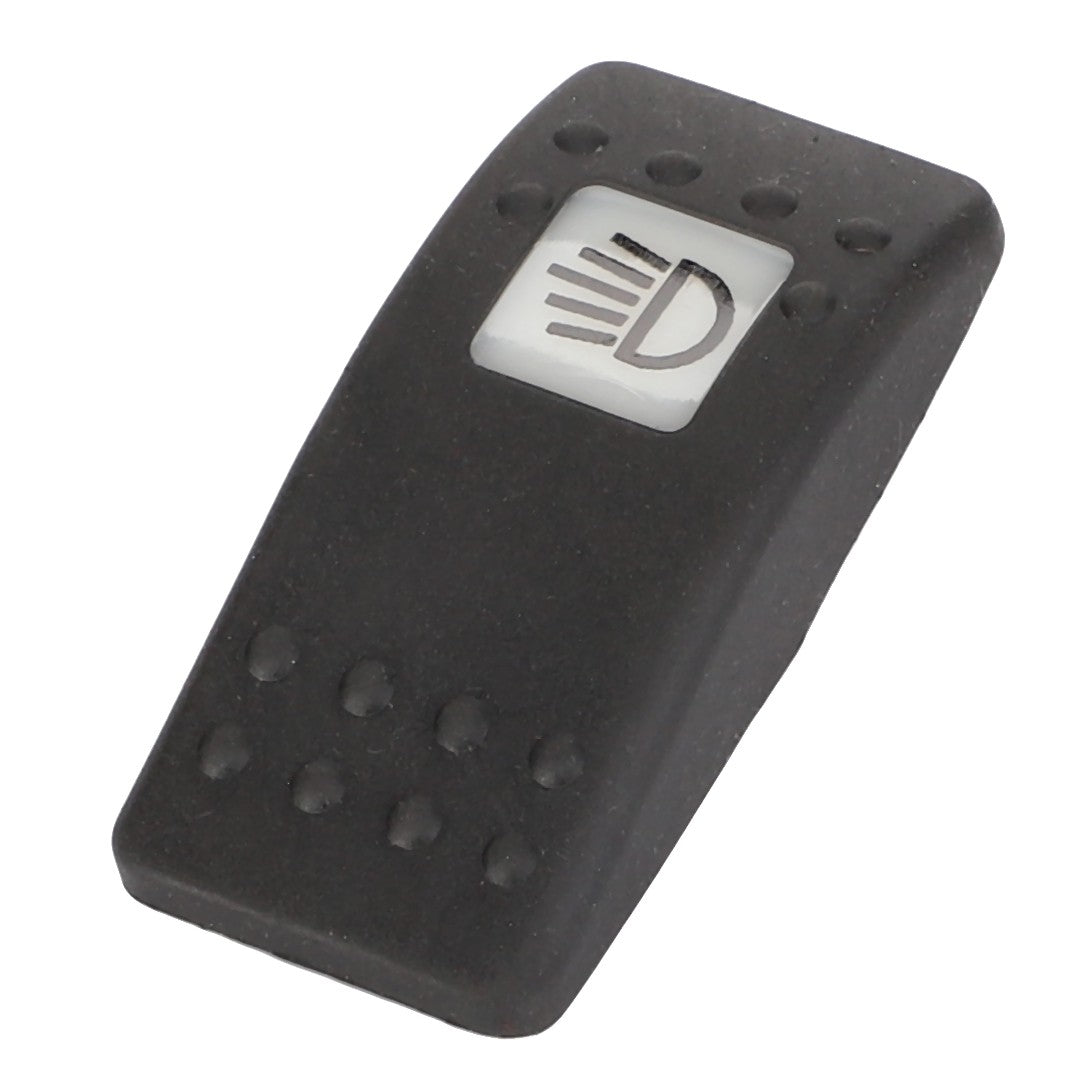 The AGCO | LIGHT SWITCH - D45050017, a black car headlight switch from AGCO, features an icon indicating high beam operation and is currently unmatched in our catalog.