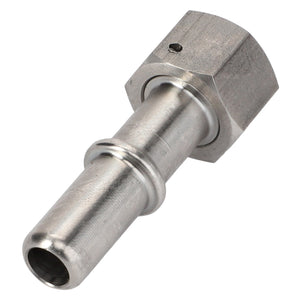 The AGCO Adapter - Acx003361A is a stainless steel hose fitting featuring a hexagonal nut and a barbed end, making it ideal for various applications.