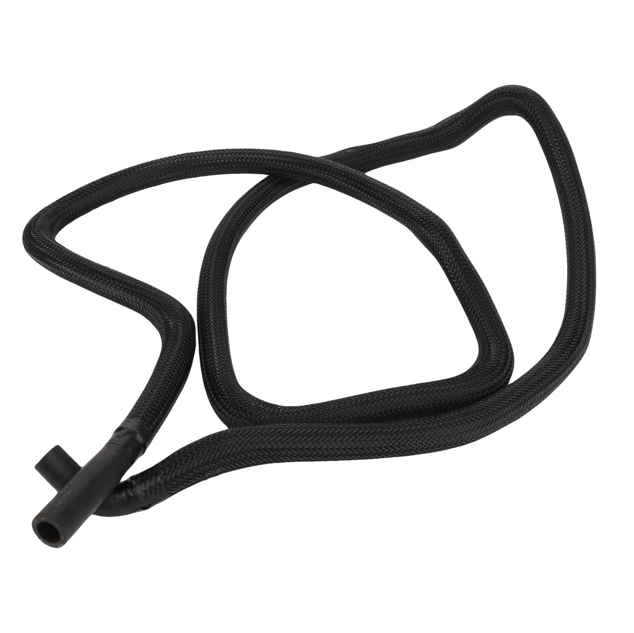 The AGCO | Coolant Hose - Acw286134A by AGCO is a versatile black rubber hose featuring one tapered end and one looped end.