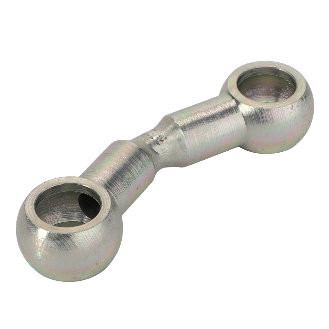 The AGCO Pipe - Acp0667150 from the renowned brand AGCO is a metallic double-ended hydraulic fitting featuring two hollow spherical ends connected by a cylindrical shaft. This piece ensures durability and precision for all your hydraulic needs, even though no current product description is available.