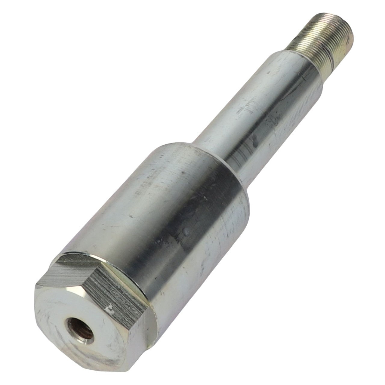 A close-up of the AGCO cylindrical metal component, featuring a threaded end and a hexagonal nut on the opposite side. This product is identified as PIN - AL60009180 from the AGCO brand. Unfortunately, no additional product description information is available at this time.