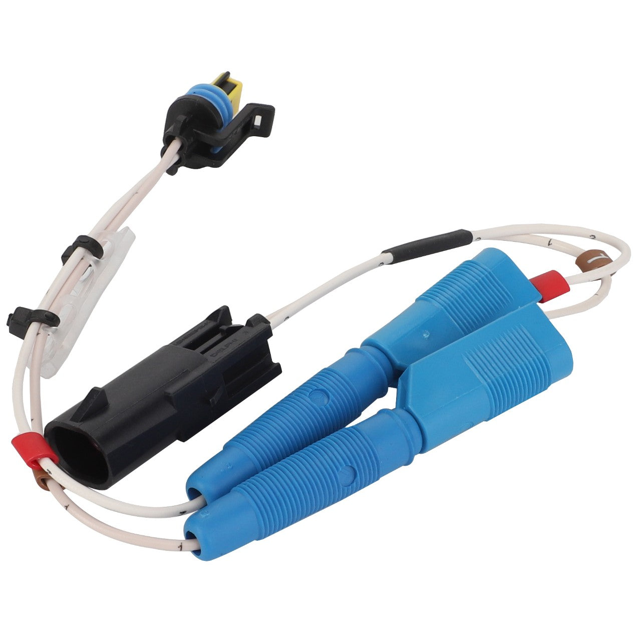 A photograph of the AGCO | Harness - Act0015580 automotive electrical wire harness with connectors and blue insulated terminal fittings, produced by AGCO.