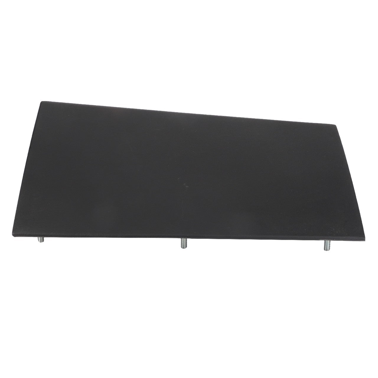 The AGCO Casing, Lighting, Fender, Left - 3712968M2 is a black trapezoidal panel with four protruding screws on the underside, compatible with Massey Ferguson Models.