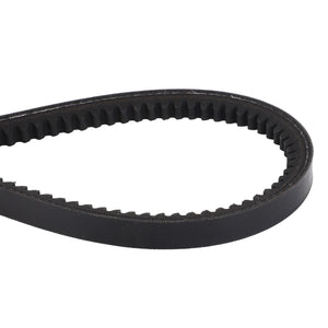 Close-up view of the AGCO Drive Belt, Hydraulic Pump Drive - D41903700, featuring a black rubber construction with a toothed inner surface, designed for optimal performance and noise reduction.