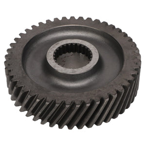 The AGCO | Helical Gear - Acw1687750 by AGCO is a metal gear with a circular design, featuring evenly spaced teeth around the edge and a central hole for an axle or shaft. No current product description information available.