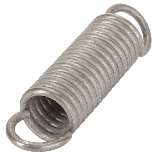 The AGCO | Spring - 9-1089-0012-0 is a coiled metal spring with hooks on both ends, perfect for your Massey Ferguson machinery.