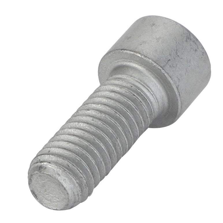 Close-up view of the AGCO Bolt - Acp0323500, a silver metal hex socket cap screw with a cylindrical head and threaded body. No current product description available.