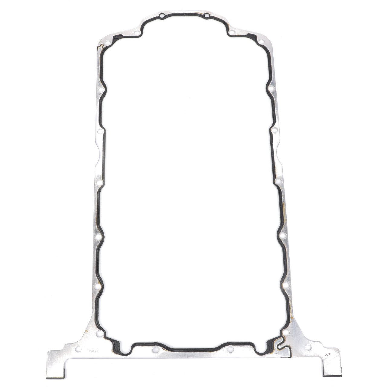 Image of the AGCO Oil Sump Gasket (product code: 4224957M1) featuring a rectangular shape with an irregular inner edge, specifically designed for Fendt fitment to seal spaces between engine parts.