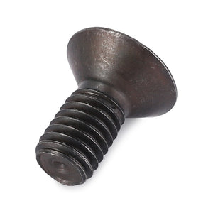 Close-up of the AGCO Screw - Va020493, a metal flat-head screw featuring a threaded shaft and a conical head, placed on a white background.