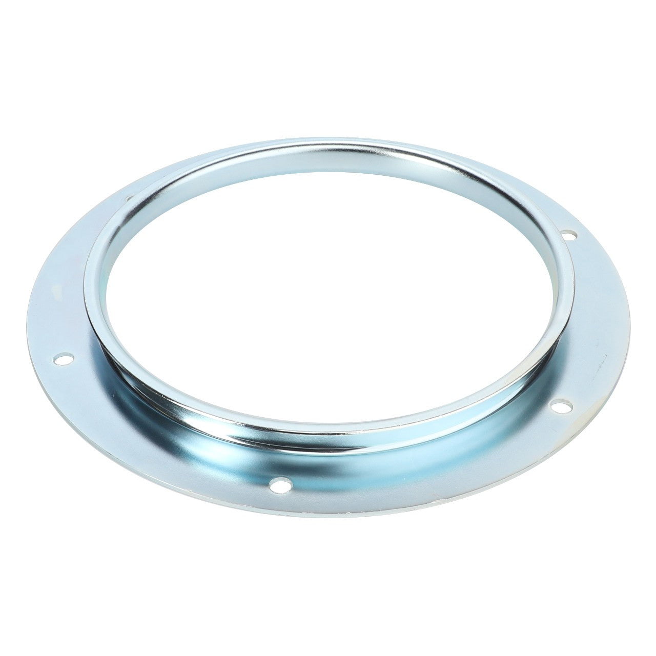 The AGCO RING - D28660036 is a metallic circular flange that features a raised center and multiple evenly spaced holes around its perimeter. Unfortunately, there is no additional product description information available for this item at the moment.