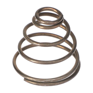 The AGCO | SPRING - AL1101024 is a conical metal spring with several coils of decreasing diameter stacked from bottom to top, offering a unique solution not found in any current product descriptions.