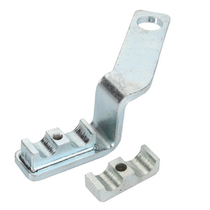 The AGCO Bracket - Acp0335910 is a metallic bracket from the well-known AGCO brand. It features a hole at one end, a bent middle section, and a detachable part with additional holes, likely designed for mounting or securing applications.