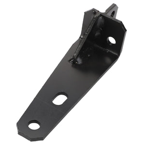 Product Description: The AGCO Bracket - Acw010481A is a black metal bracket featuring a right-angle bend and three holes designed for screws or bolts.