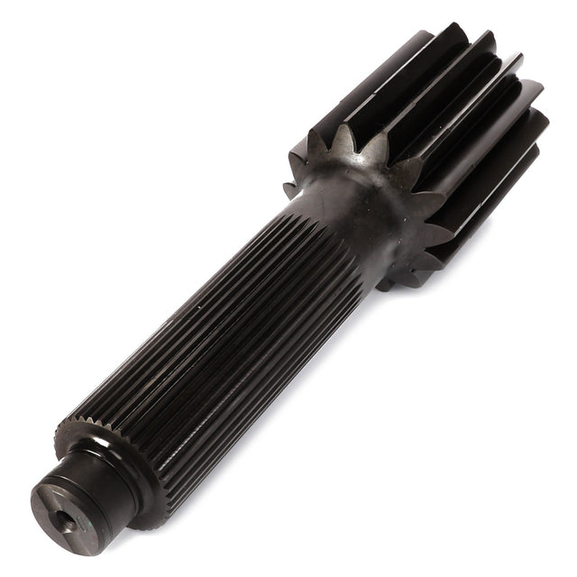 A black, cylindrical machine part with ridges and gear-like teeth extends radially from one end, showcasing the precision of the AGCO Planetary Gear 3797136M1.