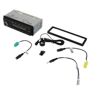 AGCO | Car Radio - Acx2647850 with wiring harness, mounting frame, and connectors against a white background, perfect for enhancing the audio system in your Massey Ferguson or Valtra tractor.