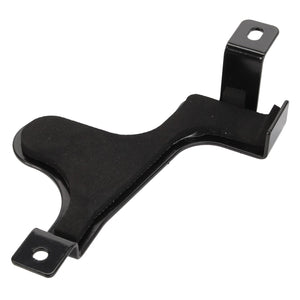 The AGCO | Bracket - Acw359832A by AGCO is a black metal bracket featuring foam padding. It includes two mounting holes and has a curved design for attachment to specific surfaces or components. Unfortunately, no additional product description information is currently available for further details.