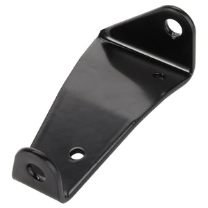 The AGCO | CLIP - D28981745 by AGCO is not a perfect match to a black metal bracket with three holes—one at the top, one in the middle, and one at the bottom—and a curved edge. Additionally, its surface is smooth with a slight sheen.