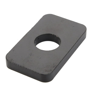 A rectangular AGCO Spacer - Acw3666400 metal plate featuring a central circular hole, slightly raised and viewed at a slight angle against a white background. No current product description information is available.