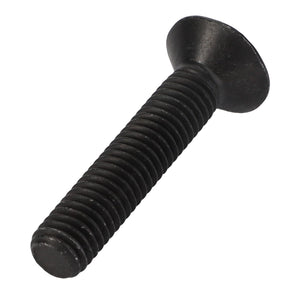 A black, threaded bolt with a flat, round head. Product Name: AGCO | Flat Socket Head Capscrew - Acw2773810 by AGCO. No current product description information is available.