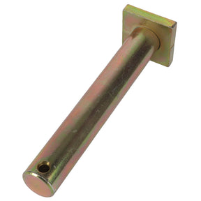 The AGCO | PIN - SN18416 from AGCO is a metallic cylindrical rod featuring a small hole near one end and a square plate attached to the other, designed for support.