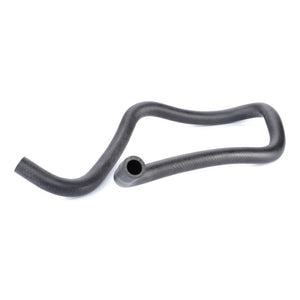 A black, curved rubber hose with a wavy shape, likely for automotive or mechanical use, crafted from high-quality materials to ensure reliable performance; pictured against a white background. This is the AGCO | Hose, For Coolant - 4389246M3 by AGCO.