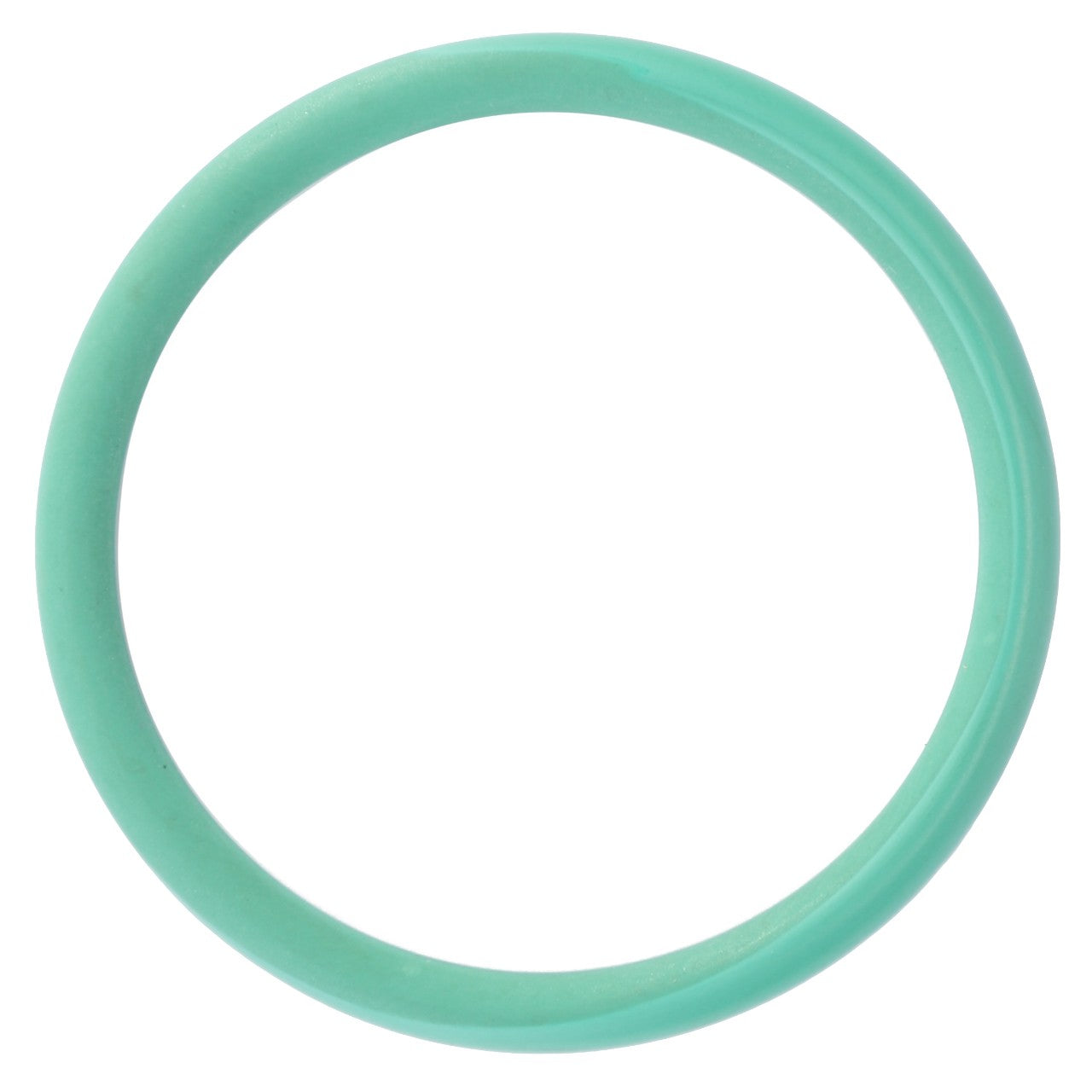 A green circular silicone bracelet, AGCO | O RING - F934201710250, on a white background stands out vividly. No current product description information is available, adding an air of mystery to this simple yet striking accessory from AGCO.