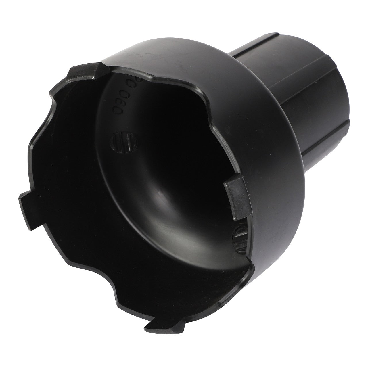 The image showcases the AGCO Pto Protection (product code: 926150220060), a black plastic wheel bearing locknut socket with multiple protrusions designed for secure fitting and removal of locknuts, compatible with Fendt models like the Vario S4 and Vario SCR.