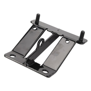 The AGCO Bracket - Acw956149A features a black metal design with two mounting holes on each side and two screws at the top, specifically engineered for securing or connecting objects.