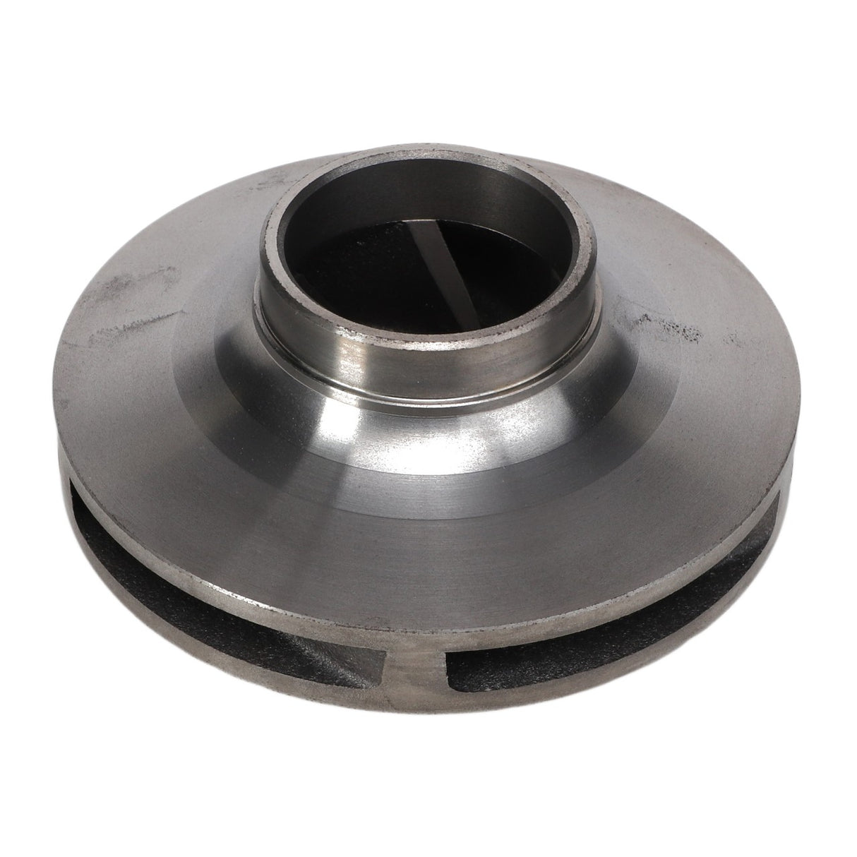 The AGCO Impeller - Ag053846, offered by the AGCO brand, features a smooth, polished finish and multiple curved blades. It is typically used in pumps or turbines. No current product description available.