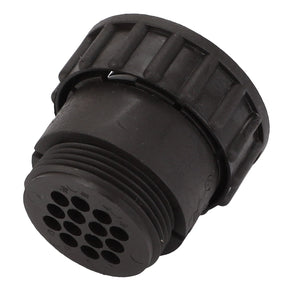 The AGCO | ELECTRIC SOCKET - D45010010 from AGCO is a black threaded connector featuring multiple circular openings on one end, likely designed for electrical or mechanical applications. Unfortunately, there is no current product description information available.