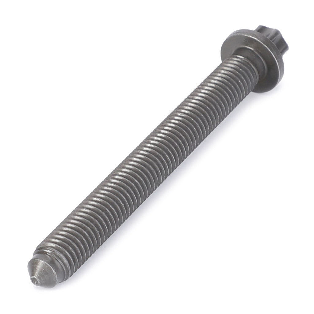 A close-up view of the AGCO Hex Socket Screw - F119200211060, featuring a threaded shaft and an integrated flange head.