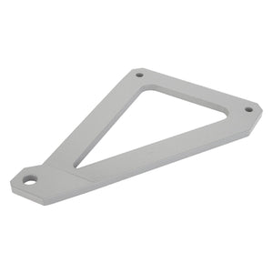 A metal bracket with a triangular cutout and two mounting holes, one on each side of the shorter edge; AGCO | BRACKET - D28482400 by AGCO.