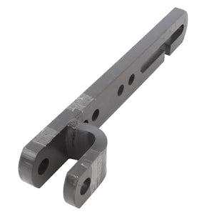 The AGCO | DRAWBAR - V30925900 is a robust metal bracket featuring multiple holes and a right-angled hook, making it perfect for various mounting or connecting applications.