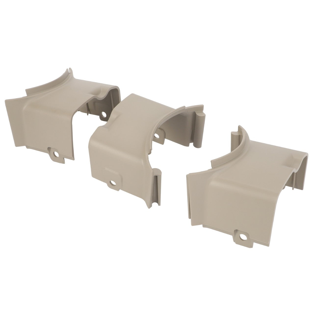 Three AGCO Joint Covers (model number 4294699M91) for conduit or wiring management systems, arranged in a row on a white background, reminiscent of the efficient design seen in Fendt models.