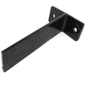 AGCO | SCRAPER, LEFT HAND - ACP0018360 is a metal bracket with a right-angle bend, featuring two mounting holes on one end. For ordering questions, please contact our support team.