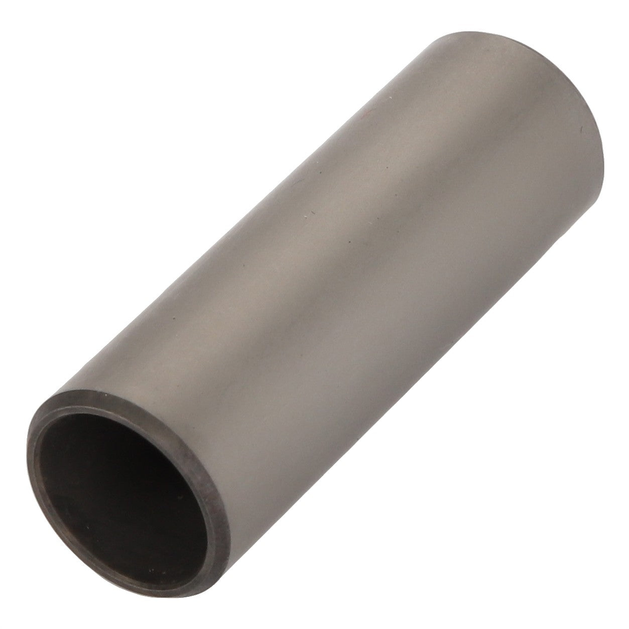 A cylindrical metal tube, the AGCO | PIN - ATV3402-596, gleams with a polished surface as it rests at an angle on a pristine white background.