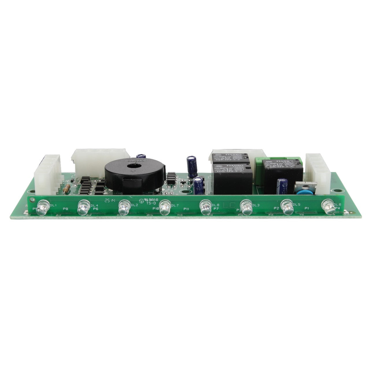 The AGCO | CARD - CG1257224131, by AGCO, is a green printed circuit board equipped with a variety of electronic components such as capacitors, resistors, connectors, and LEDs. Currently, no detailed product description information is available.