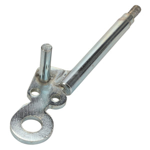 The AGCO Lever - Acp0325420 is a metal mechanical component that features a cylindrical rod, threaded bolt, and multiple holes for attachment.