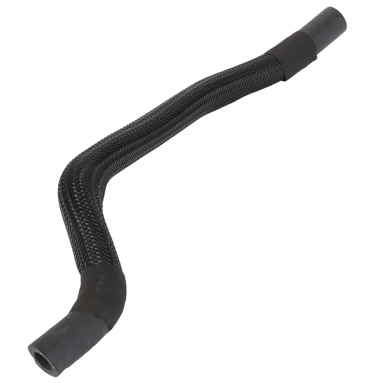 Currently, no product description information is available for the AGCO hose, model Acw0353300. This black, flexible, and corrugated automotive hose features a slight curve.